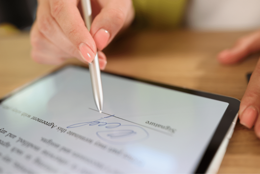 Person signing contract