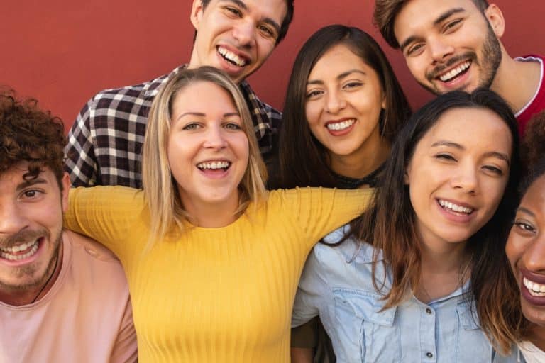 A happy group of young people in Australia