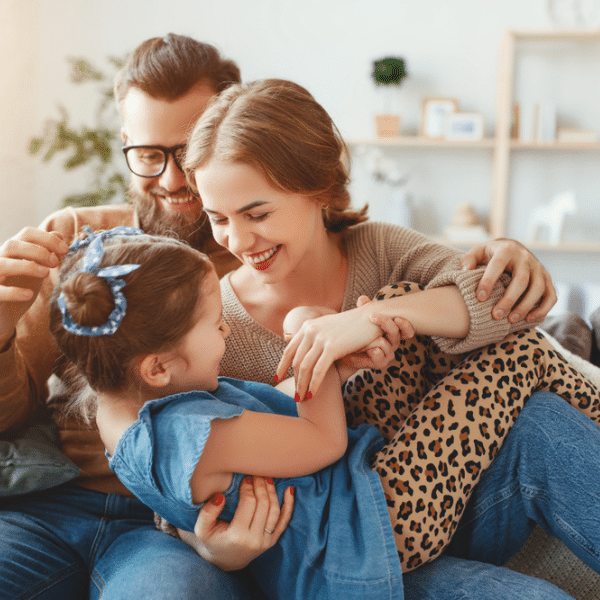 Mother, father and small daughter
