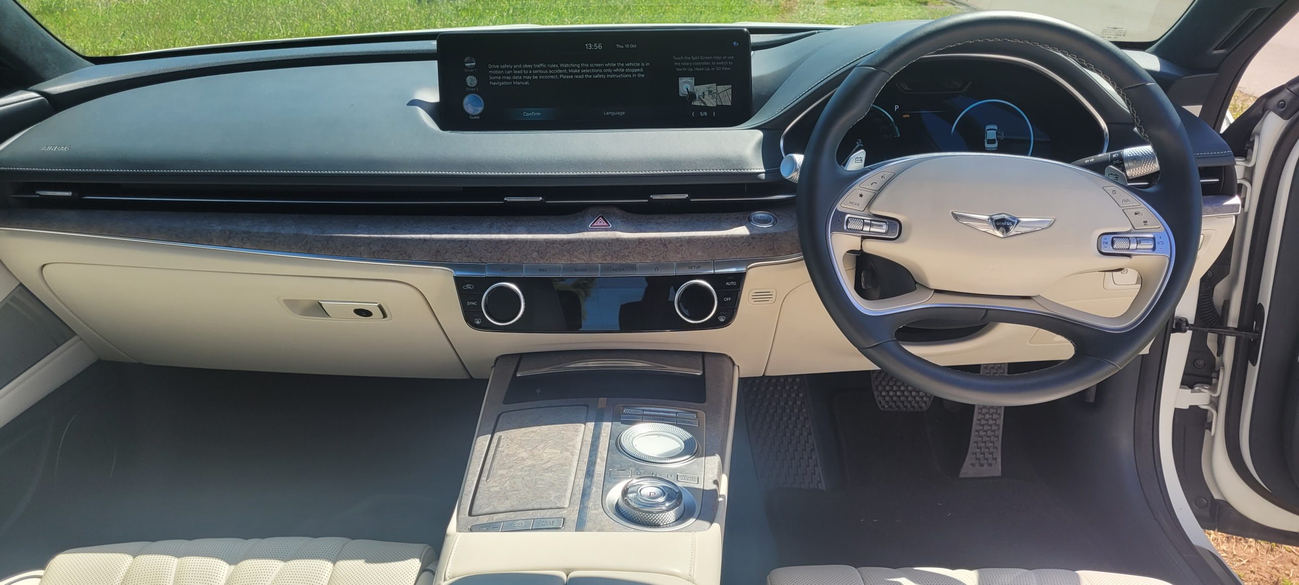 Matte White 2024 Genesis G80 EV front dash view