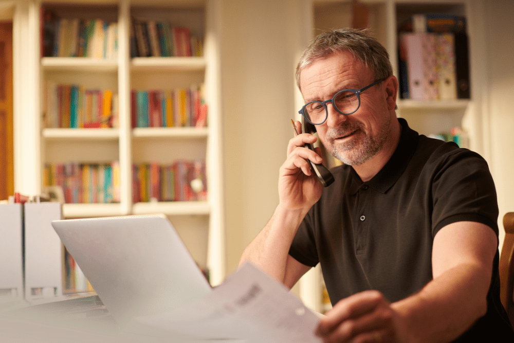 Business owner on phone