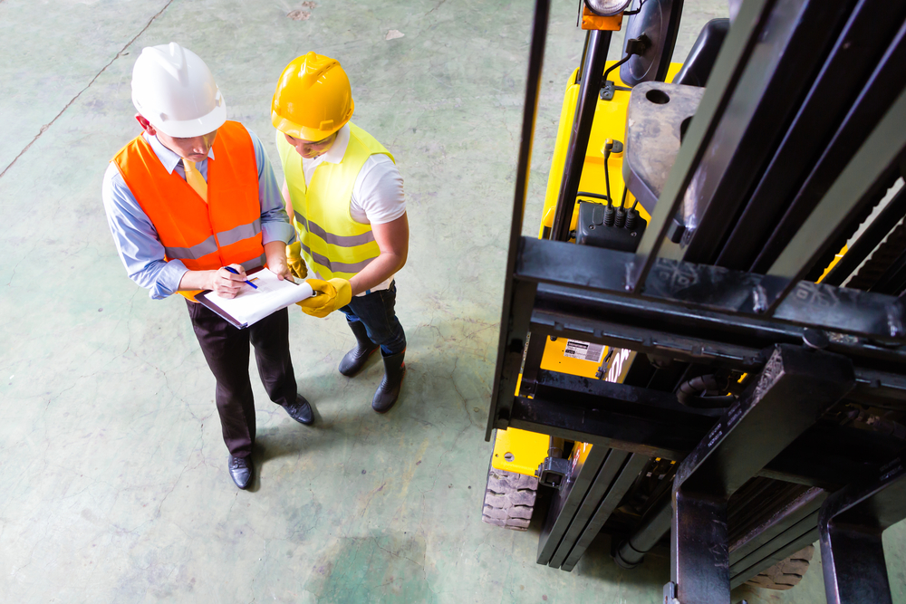 Workers on-site with forklift truck