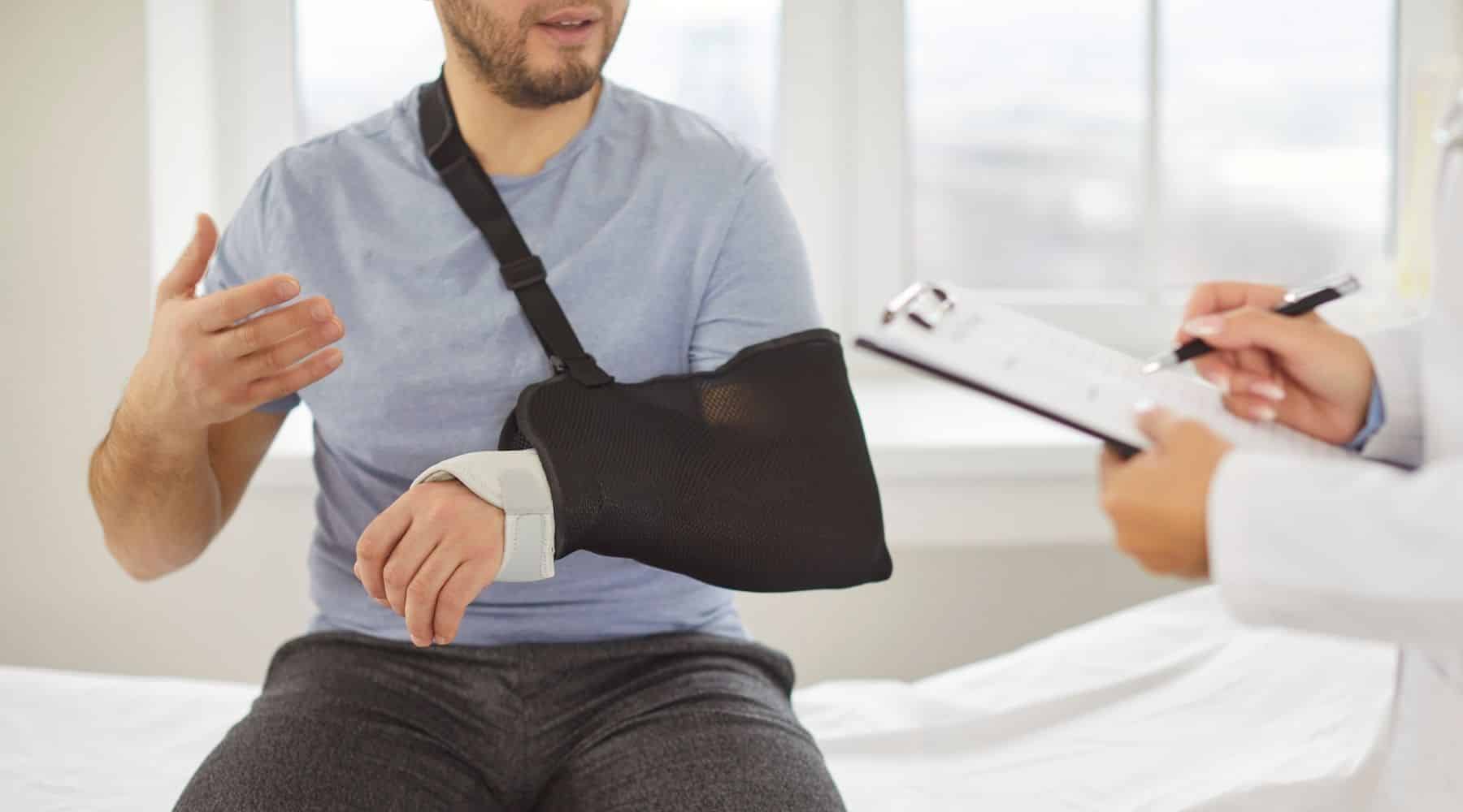A man with a broken arm at hospital