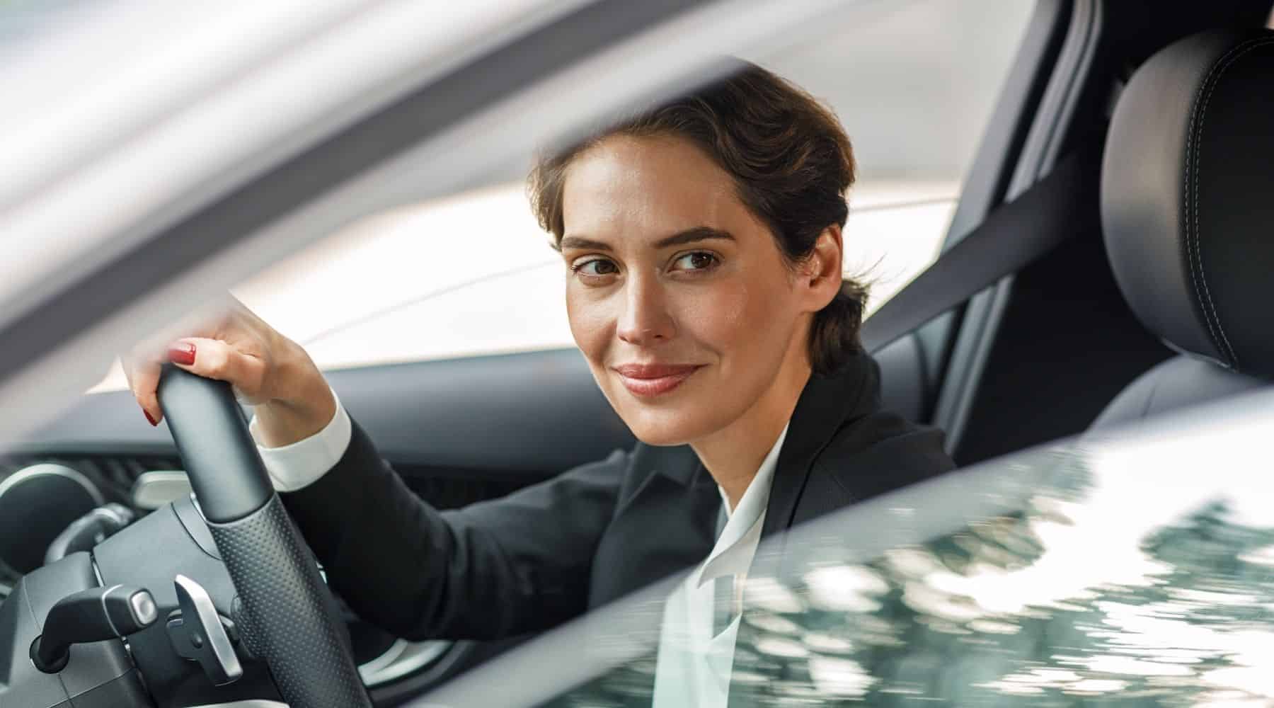 Woman driving her car
