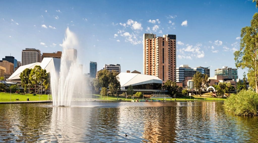 A view of Adelaide Festival Centre across the River Torrens