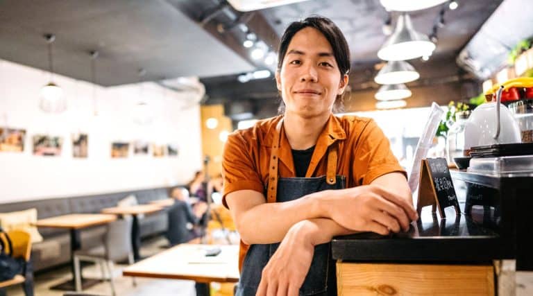Man at work in restaurant