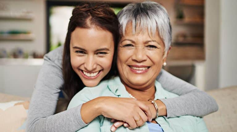 Daughter hugging her mother