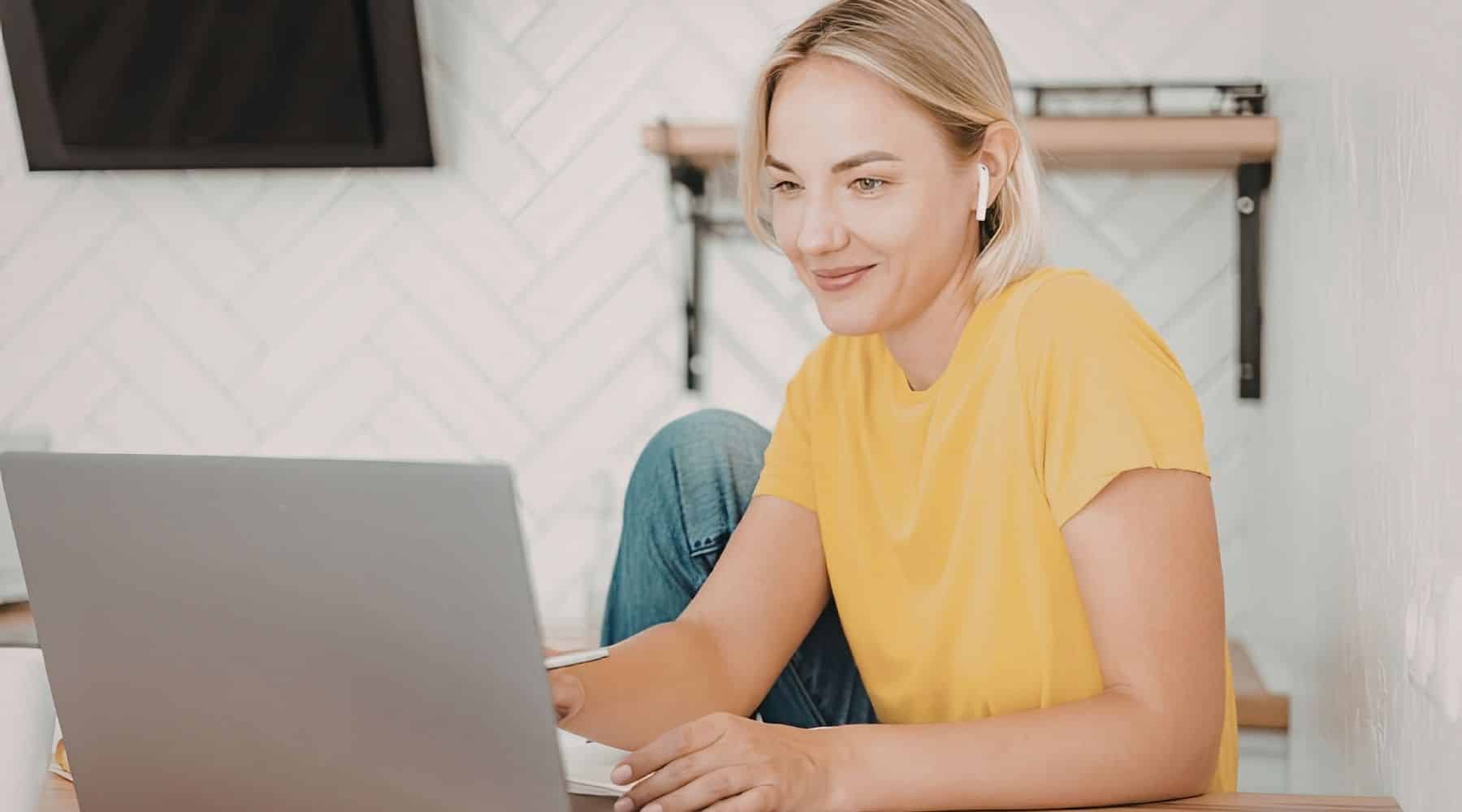 A woman using her laptop