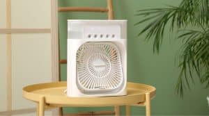 A personal air cooler blowing air