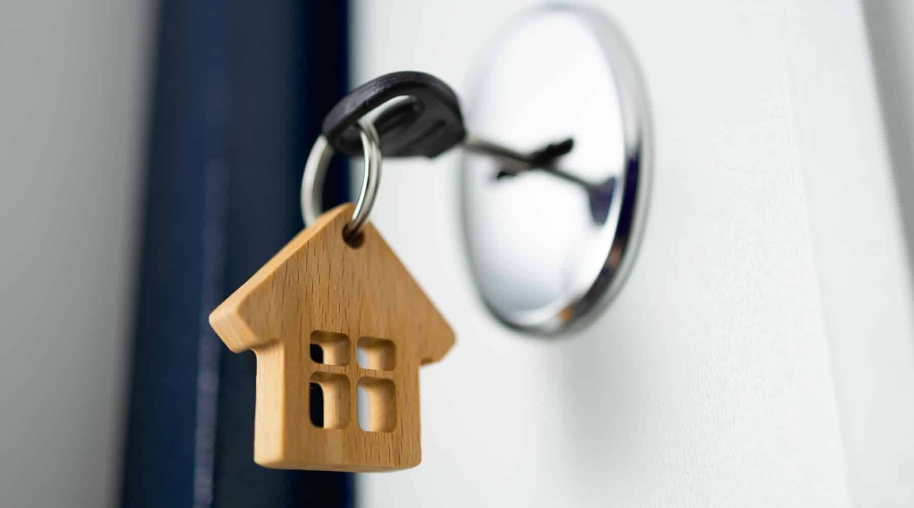 House key in door lock