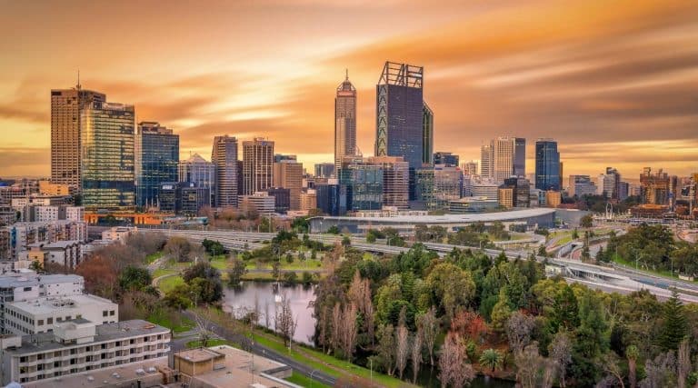 View of Perth, WA in sunset