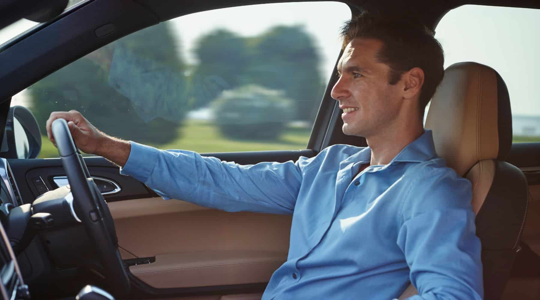 Man driving car