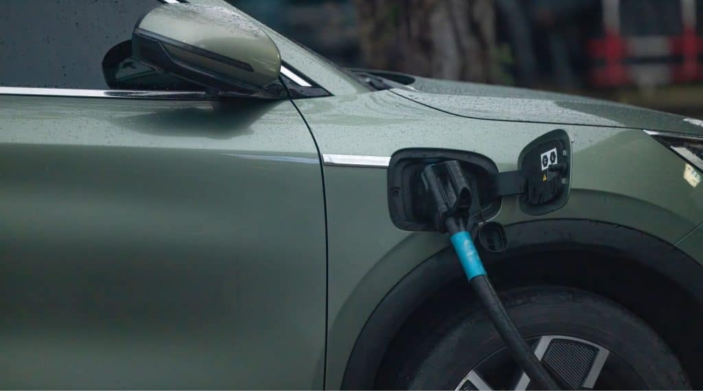 Electric car being charged